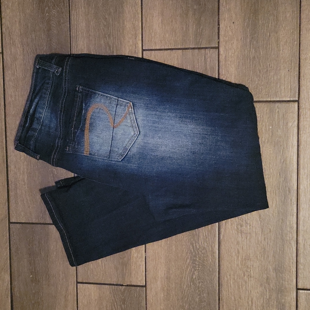 Cato Premium Dark Denim Destructed Skinny Jeans - Size 16P